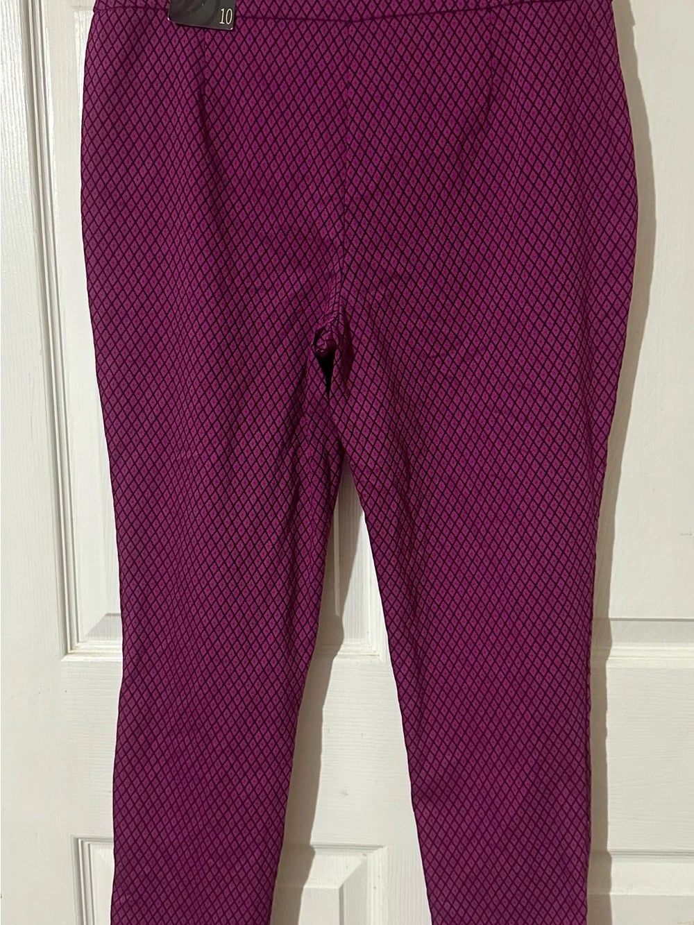Versona Purple Magenta Diamond-Print Skinny Pants